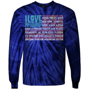 I Love My Country USA State Flag Tie-Dye Long Sleeve Shirt