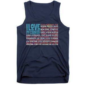 I Love My Country USA State Flag Tank Top