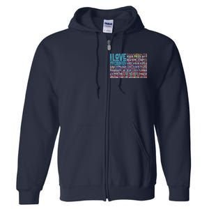 I Love My Country USA State Flag Full Zip Hoodie