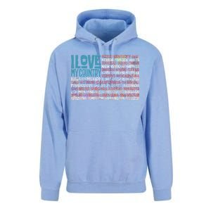 I Love My Country USA State Flag Unisex Surf Hoodie