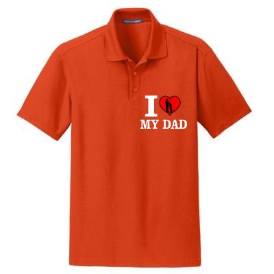 I Love My Dad Heart Dry Zone Grid Polo