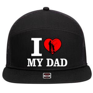 I Love My Dad Heart 7 Panel Mesh Trucker Snapback Hat