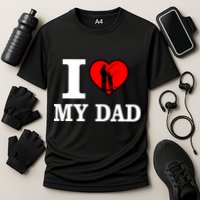 I Love My Dad Heart Cooling Performance Crew T-Shirt