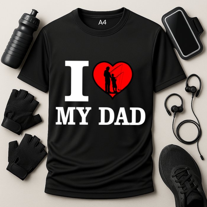 I Love My Dad Heart Cooling Performance Crew T-Shirt