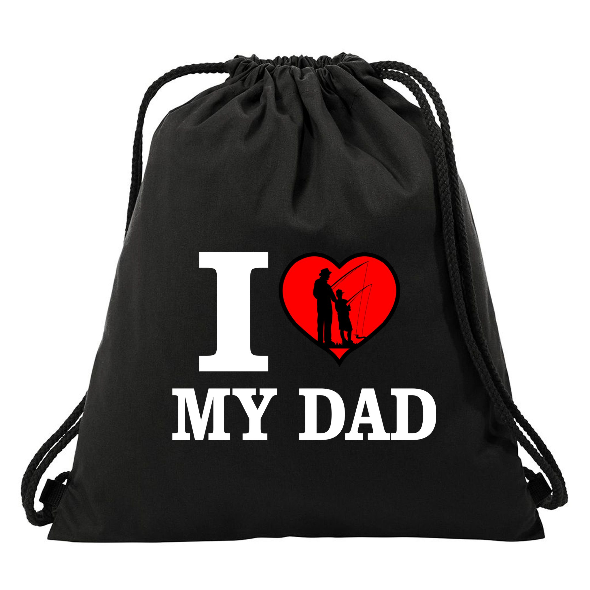 I Love My Dad Heart Drawstring Bag