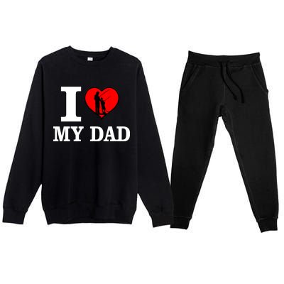 I Love My Dad Heart Premium Crewneck Sweatsuit Set