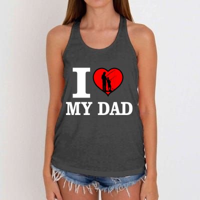 I Love My Dad Heart Women's Knotted Racerback Tank