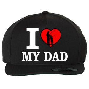 I Love My Dad Heart Wool Snapback Cap