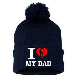 I Love My Dad Heart Pom Pom 12in Knit Beanie