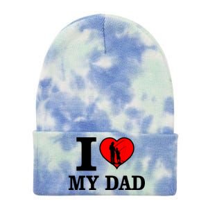 I Love My Dad Heart Tie Dye 12in Knit Beanie