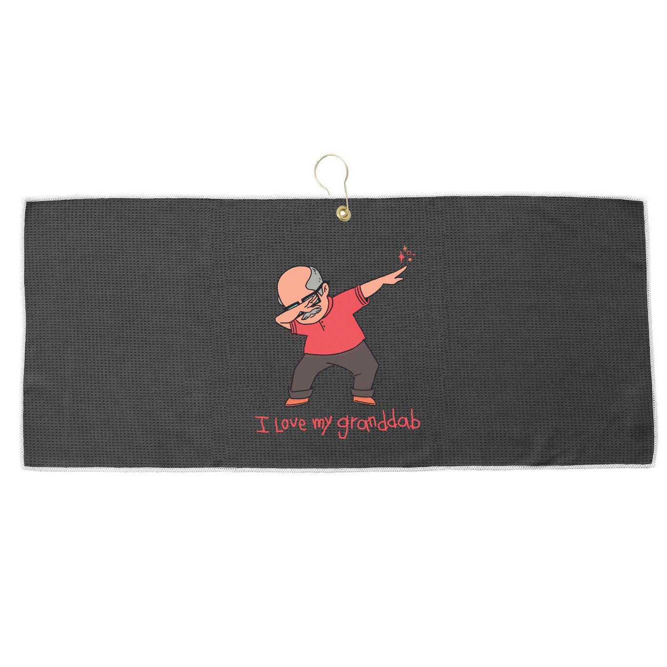 I Love My Granddab Large Microfiber Waffle Golf Towel