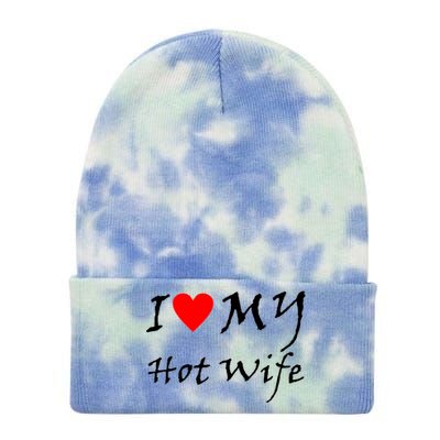 I Love My Hot Wife Tie Dye 12in Knit Beanie