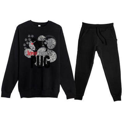 I Love My Pug - Dog Premium Crewneck Sweatsuit Set