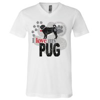 I Love My Pug - Dog V-Neck T-Shirt