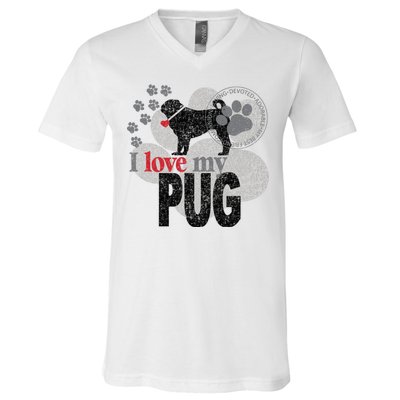 I Love My Pug - Dog V-Neck T-Shirt