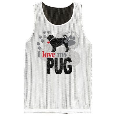 I Love My Pug - Dog Mesh Reversible Basketball Jersey Tank