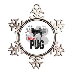 I Love My Pug - Dog Metallic Star Ornament