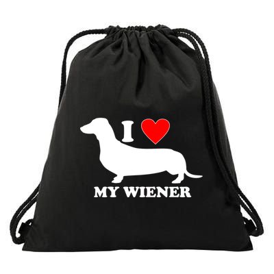 I Love My Wiener Drawstring Bag