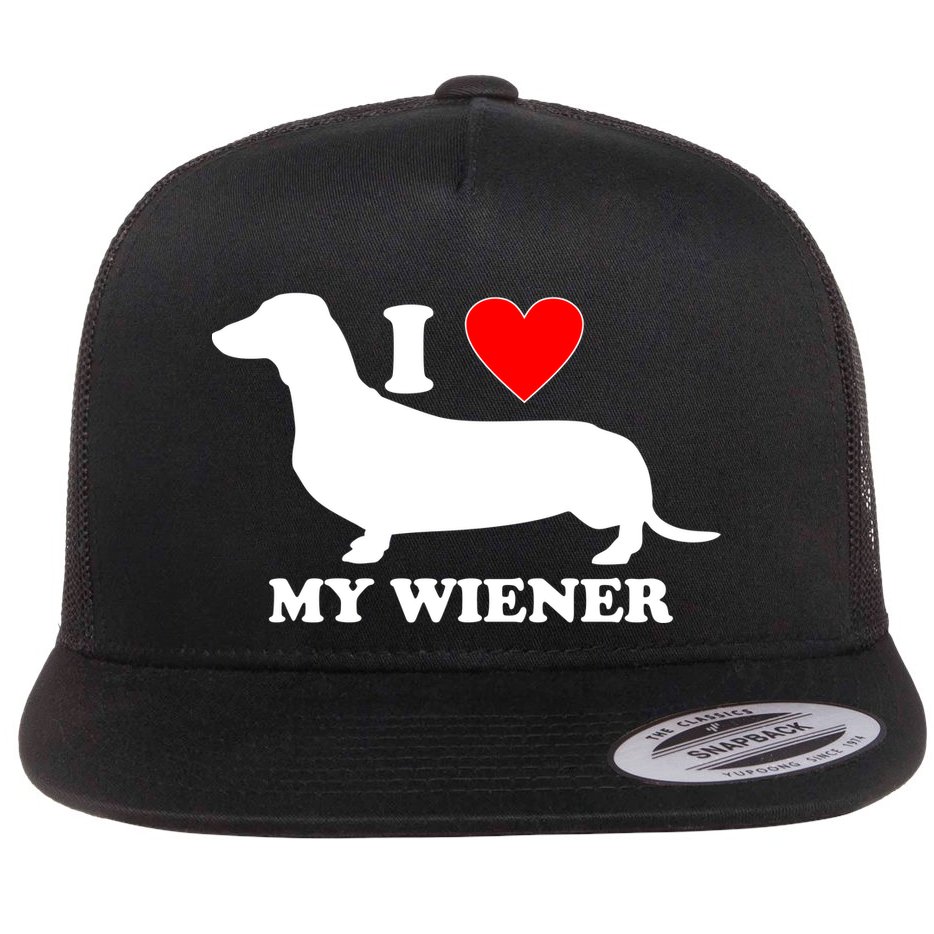 I Love My Wiener Flat Bill Trucker Hat