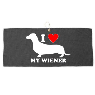 I Love My Wiener Large Microfiber Waffle Golf Towel