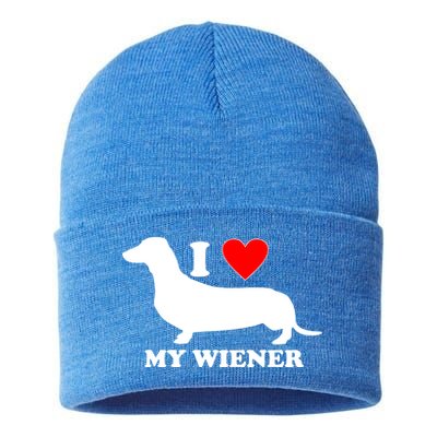 I Love My Wiener Sustainable Knit Beanie