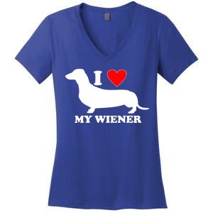 I Love My Wiener Women's V-Neck T-Shirt