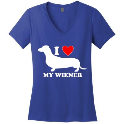 I Love My Wiener Women's V-Neck T-Shirt
