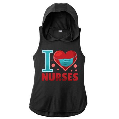 I Love Nurses Ladies PosiCharge Tri-Blend Wicking Draft Hoodie Tank