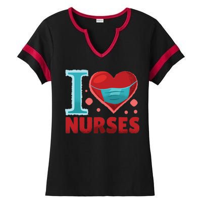 I Love Nurses Ladies Halftime Notch Neck Tee