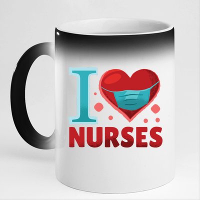 I Love Nurses 11oz Black Color Changing Mug