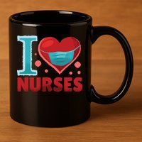 I Love Nurses 11oz C Handle Ceramic Mug