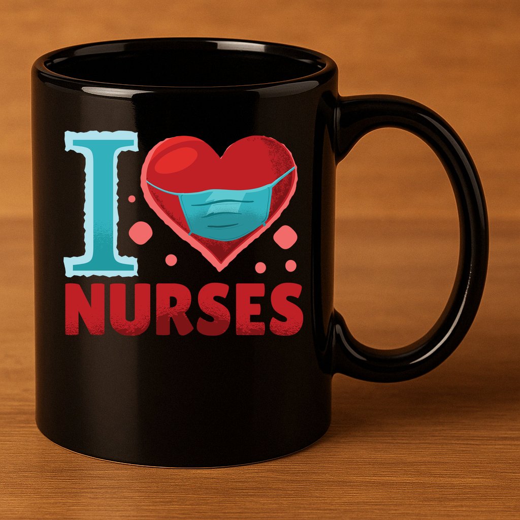 I Love Nurses 11oz C Handle Ceramic Mug