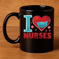 I Love Nurses 11oz C Handle Ceramic Mug