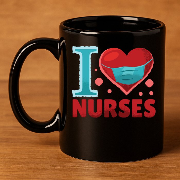 I Love Nurses 11oz C Handle Ceramic Mug