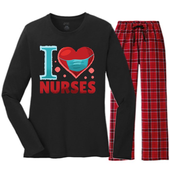 I Love Nurses Women's Long Sleeve Flannel Pajama Set 