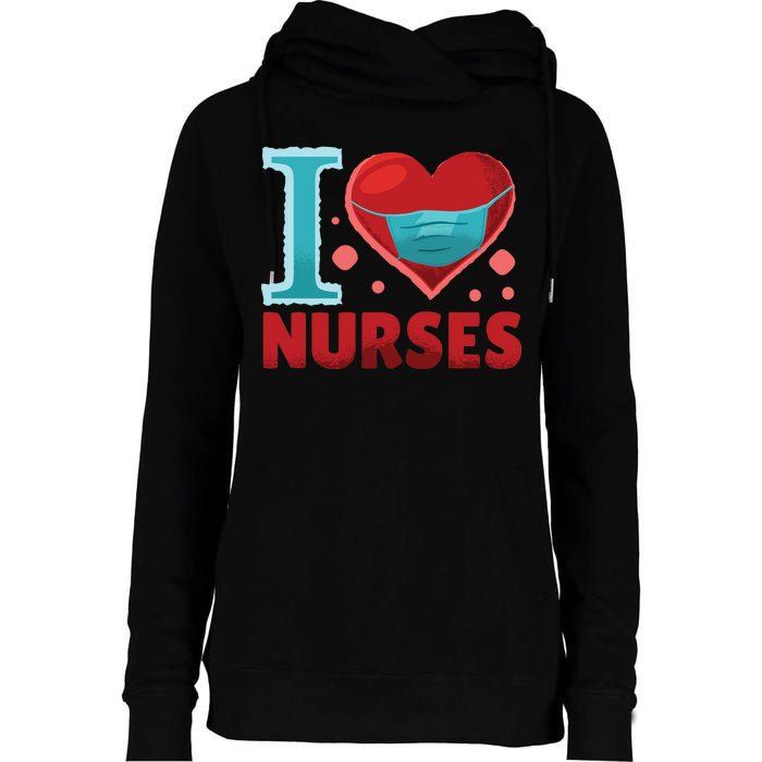 I Love Nurses Womens Funnel Neck Pullover Hood