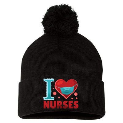 I Love Nurses Pom Pom 12in Knit Beanie