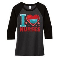 I Love Nurses Women's Tri-Blend 3/4-Sleeve Raglan Shirt