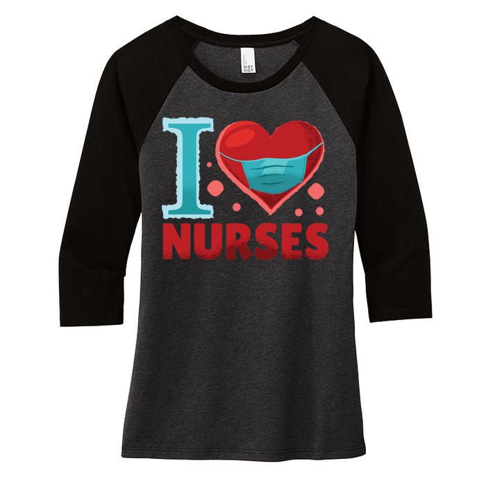 I Love Nurses Women's Tri-Blend 3/4-Sleeve Raglan Shirt