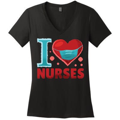 I Love Nurses Women's V-Neck T-Shirt