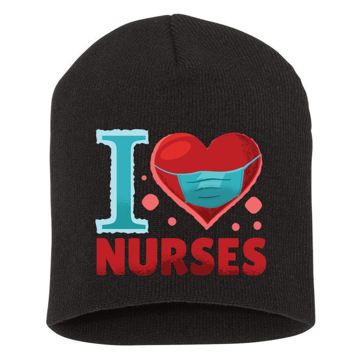 I Love Nurses Short Acrylic Beanie