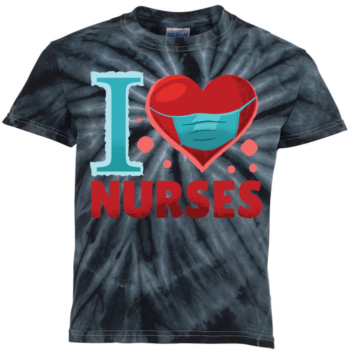 I Love Nurses Kids Tie-Dye T-Shirt