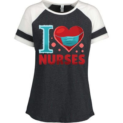 I Love Nurses Enza Ladies Jersey Colorblock Tee