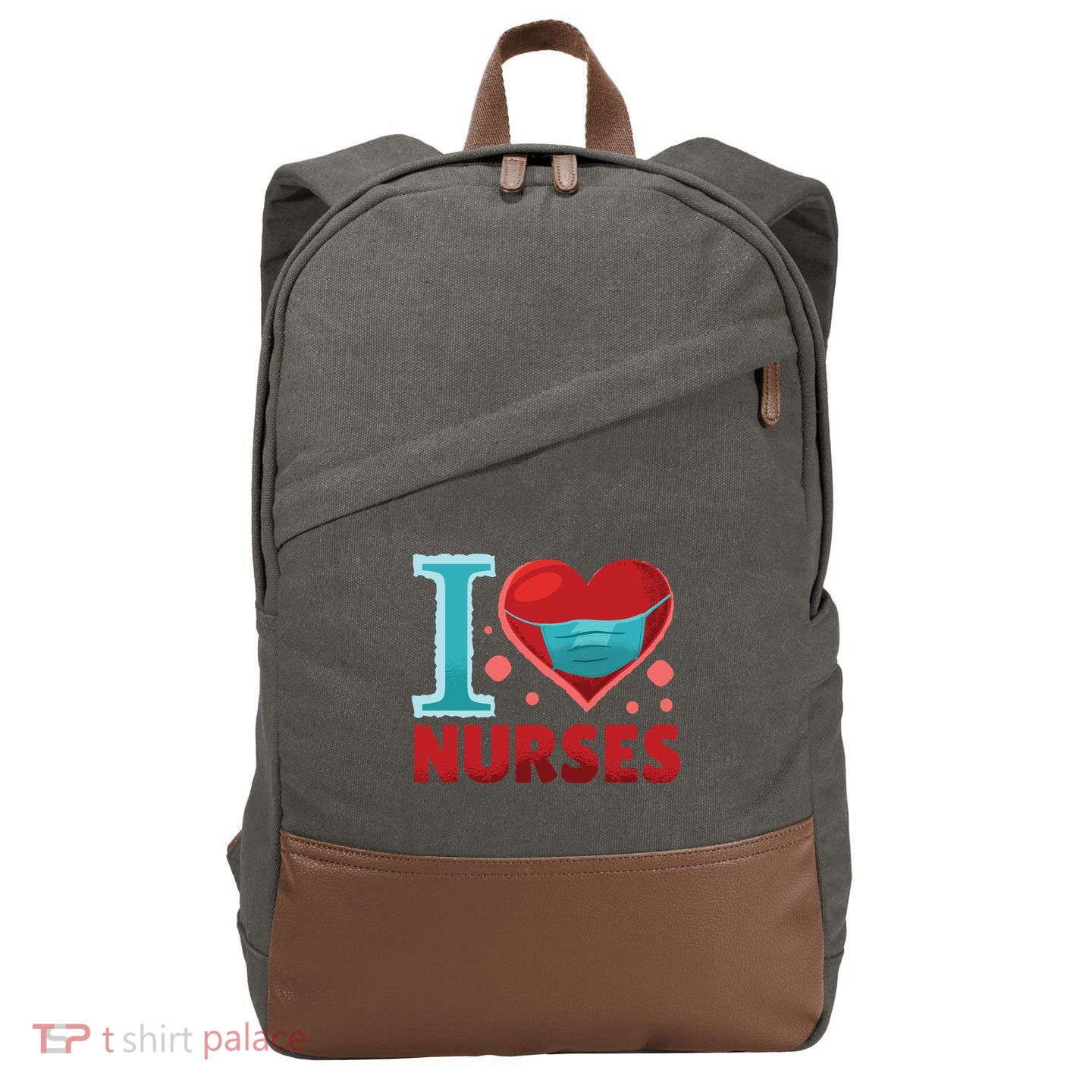 I Love Nurses Cotton Canvas Backpack