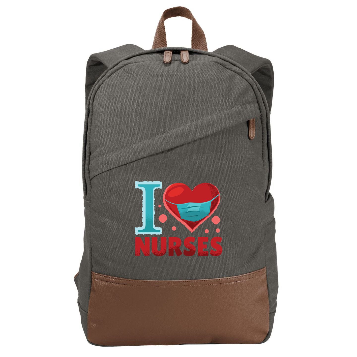 I Love Nurses Cotton Canvas Backpack