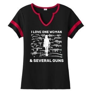 I Love One Woman and Several Guns Ladies Halftime Notch Neck Tee