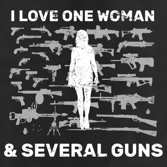 I Love One Woman and Several Guns 7 Panel Mesh Trucker Snapback Hat