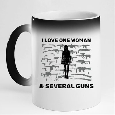 I Love One Woman and Several Guns 11oz Black Color Changing Mug