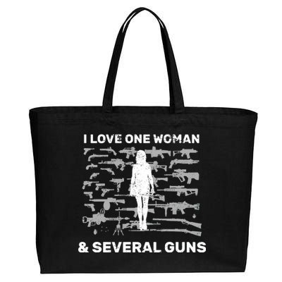 I Love One Woman and Several Guns Cotton Canvas Jumbo Tote