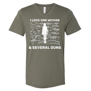 I Love One Woman and Several Guns V-Neck T-Shirt